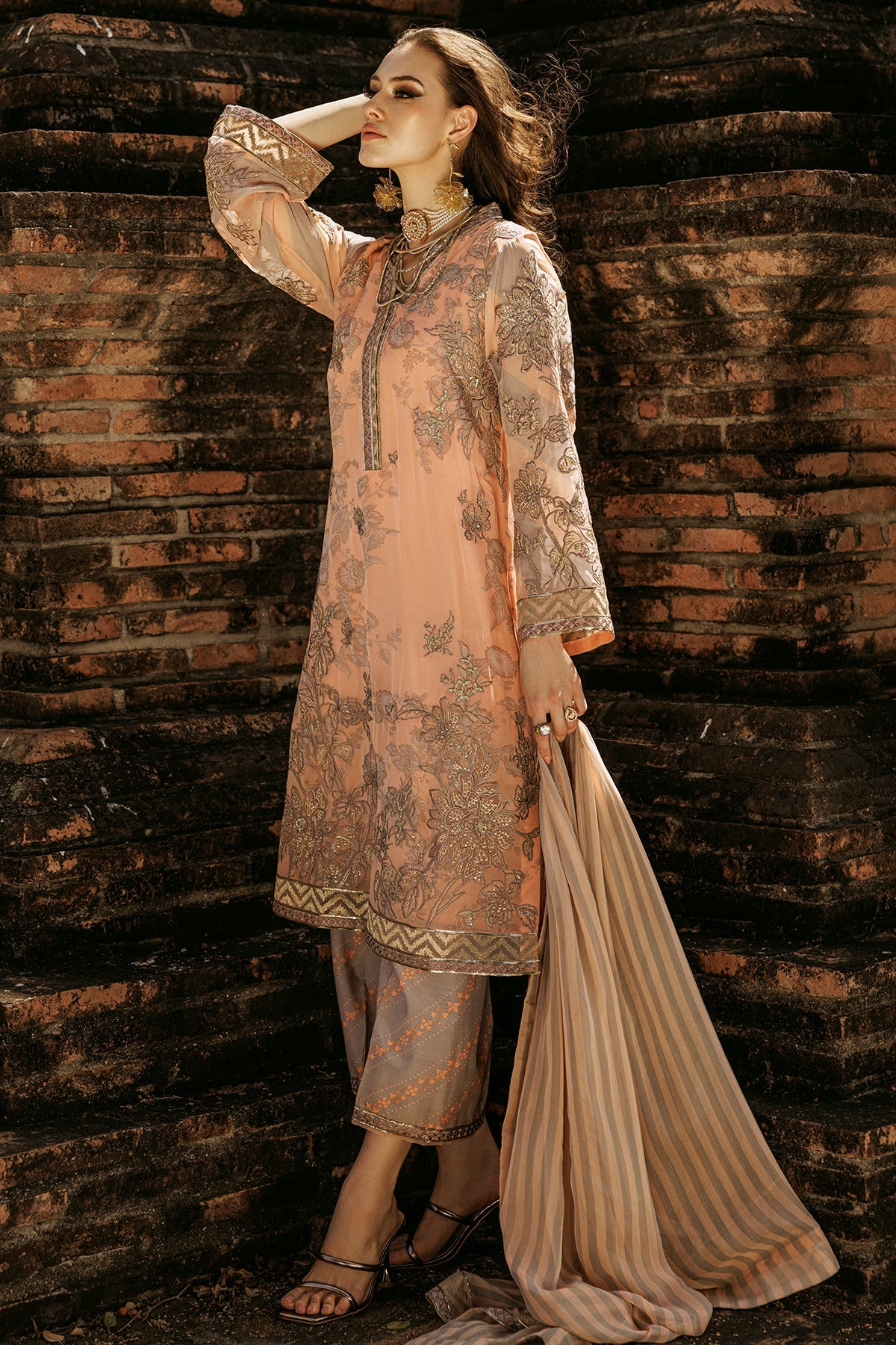 05-Soft beige ethnic ensemble with embroidery details by-Charizma