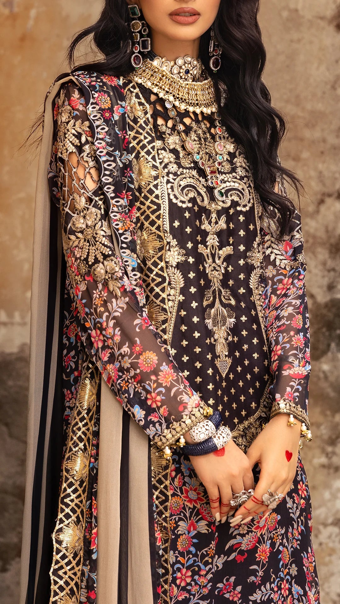 09-Designer Black Embroidered Lawn Suit for Women – Ships to US & Canada by-Charizma