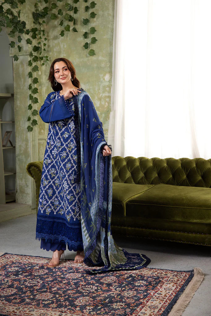 10B-Formal Navy Blue Embroidered Lawn Suit for Eid and Weddings By-Sob   Pakistani Moda