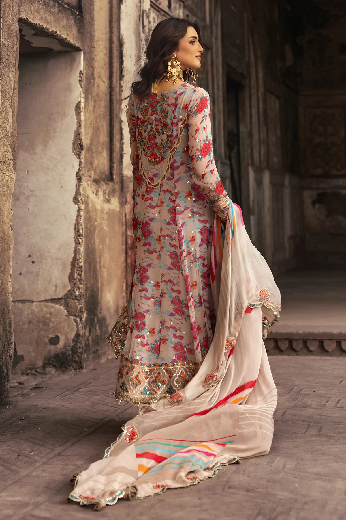 28-Beige Floral Embroidered Lawn Suit for Women USA by-Charizma