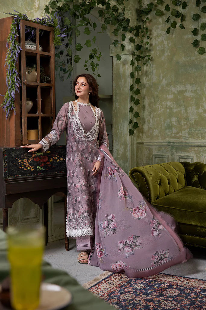 2A-Brown Lawn Suit with Printed Trouser and Embroidered Details By-Sobia Nazir