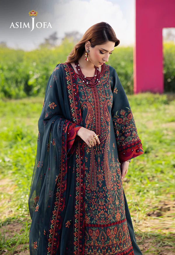 AJELL-04 GREEN EMBROIDERED LAWN ENSEMBLE