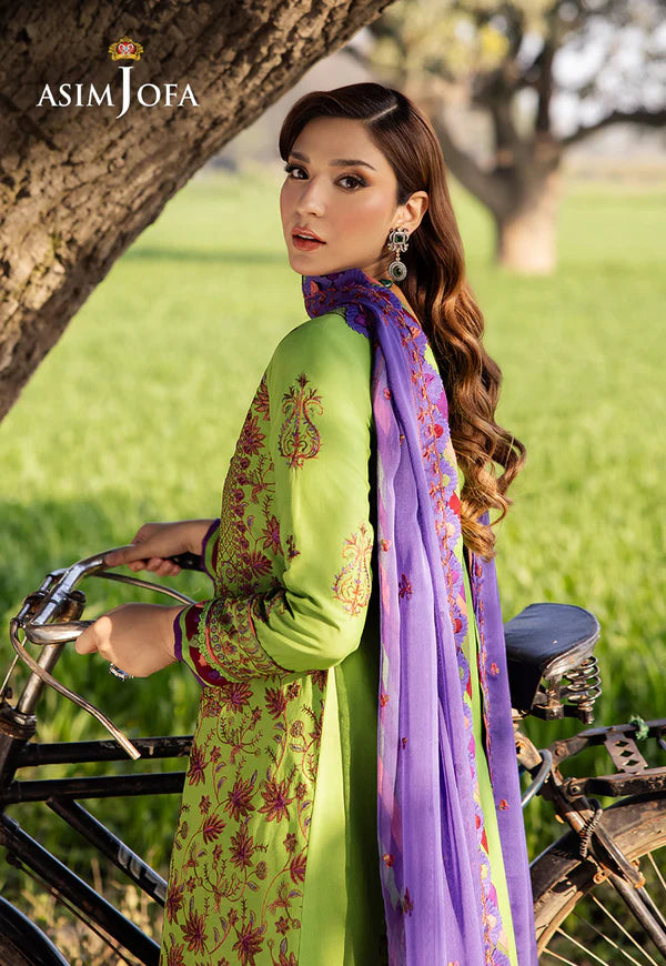 AJELL-05 GREEN EMBROIDERED LAWN ENSEMBLE