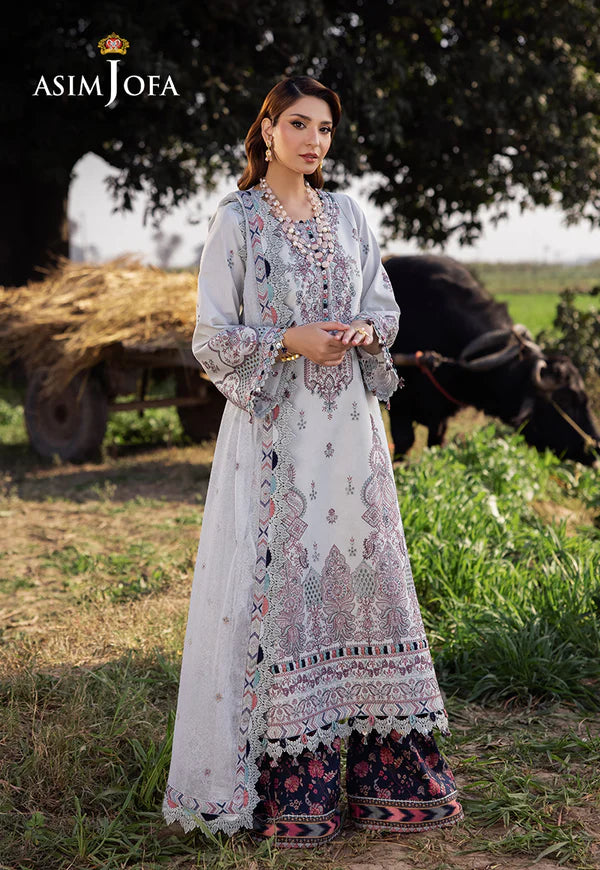 AJELL-10  BLUE EMBROIDERED LAWN ENSEMBLE