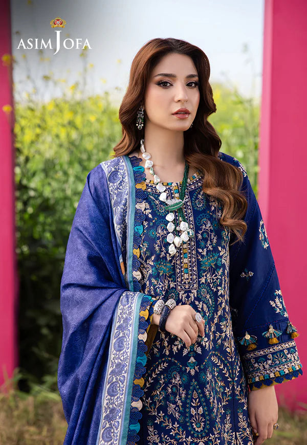 AJELL-11 BLUE  EMBROIDERED LAWN ENSEMBLE