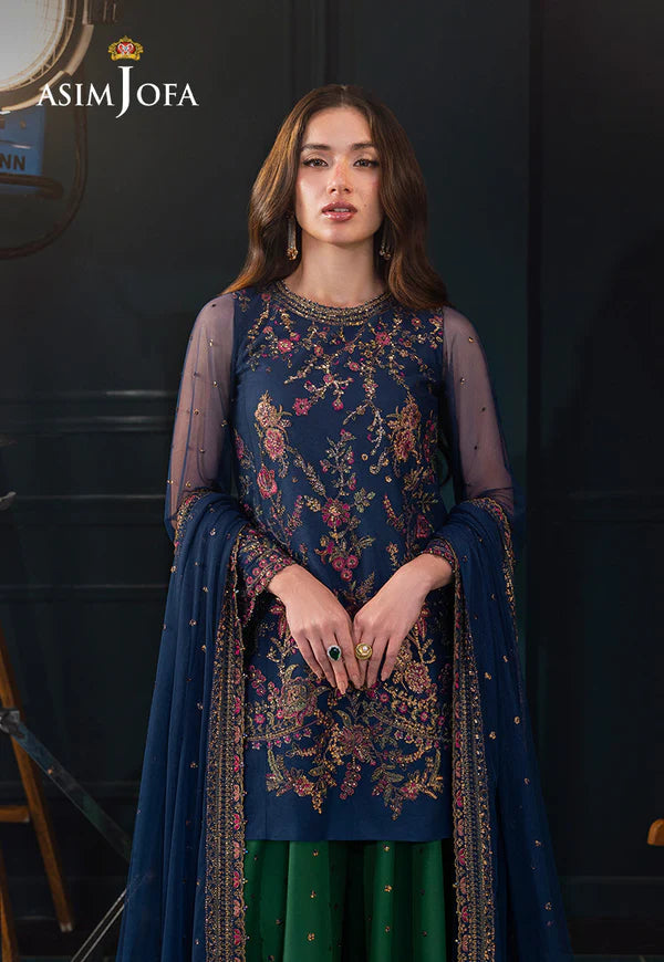 AJLFC-07 – Shop Asim Jofa Blue Net Suit for Eid Celebrations Online