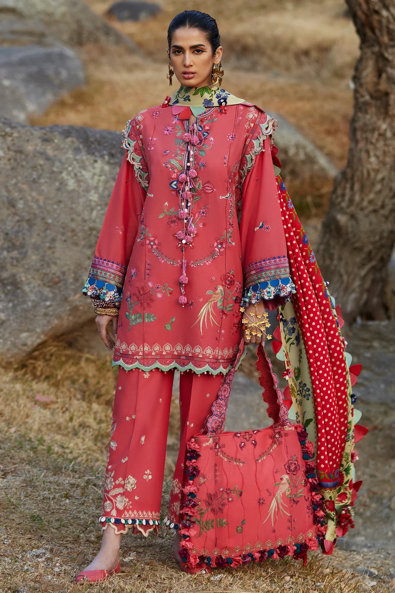 Aurielle 06-B- A Watermelon Daydream Lawn Suit By- Elan