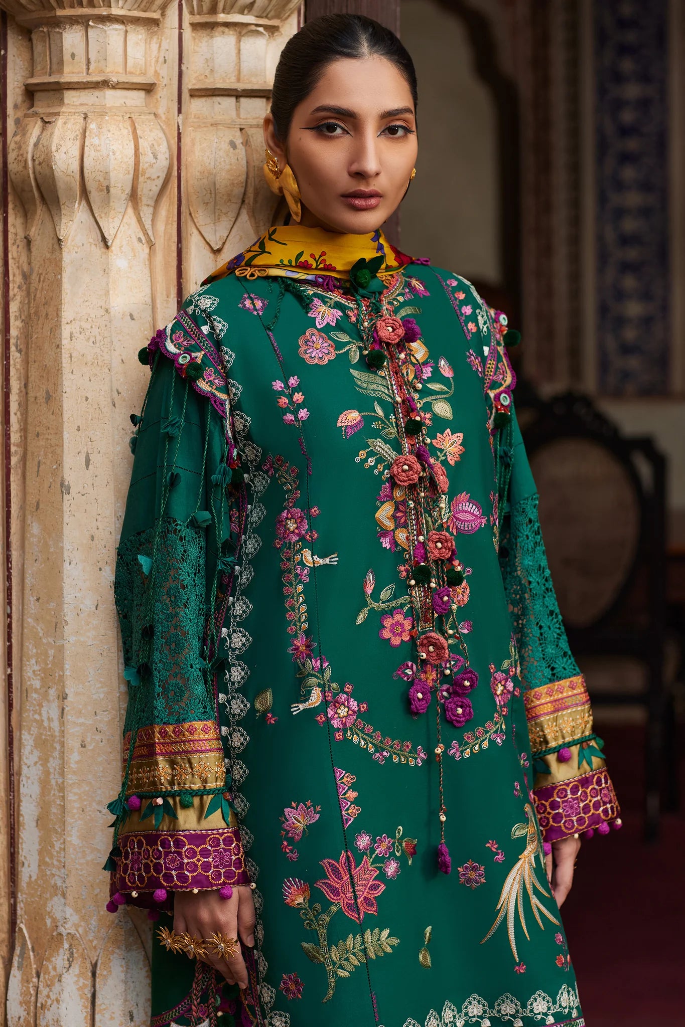 Aurielle 06-A- A Bold Emerald Reverie Ensemble By- Elan