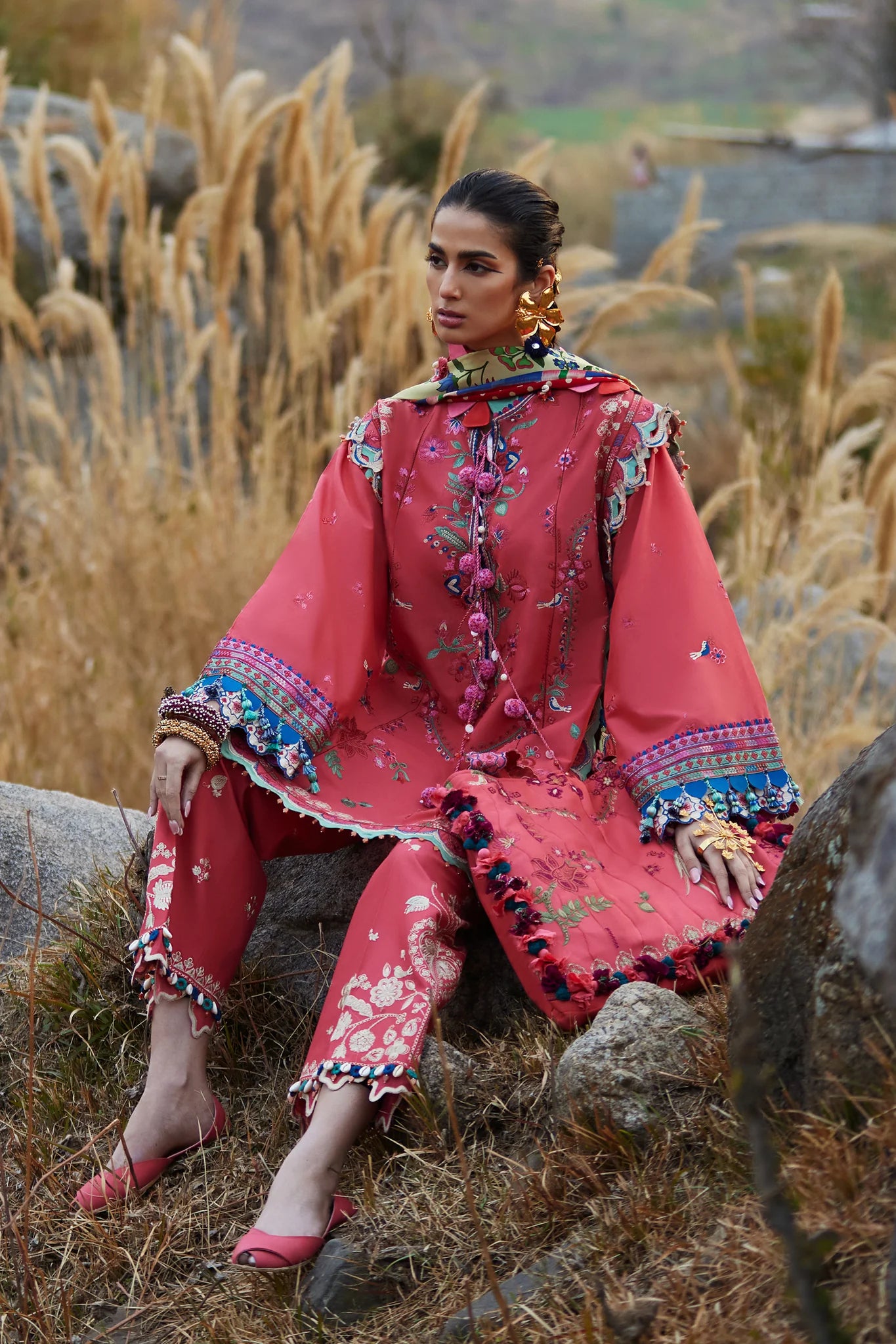 Aurielle 06-B- A Watermelon Daydream Lawn Suit By- Elan