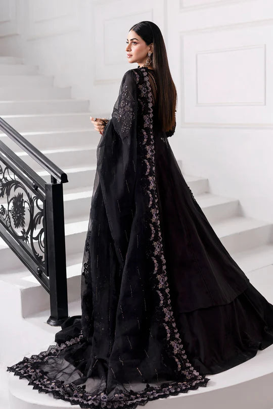 BD-3004- Black Embroidered Organza Suit By-Maria.B