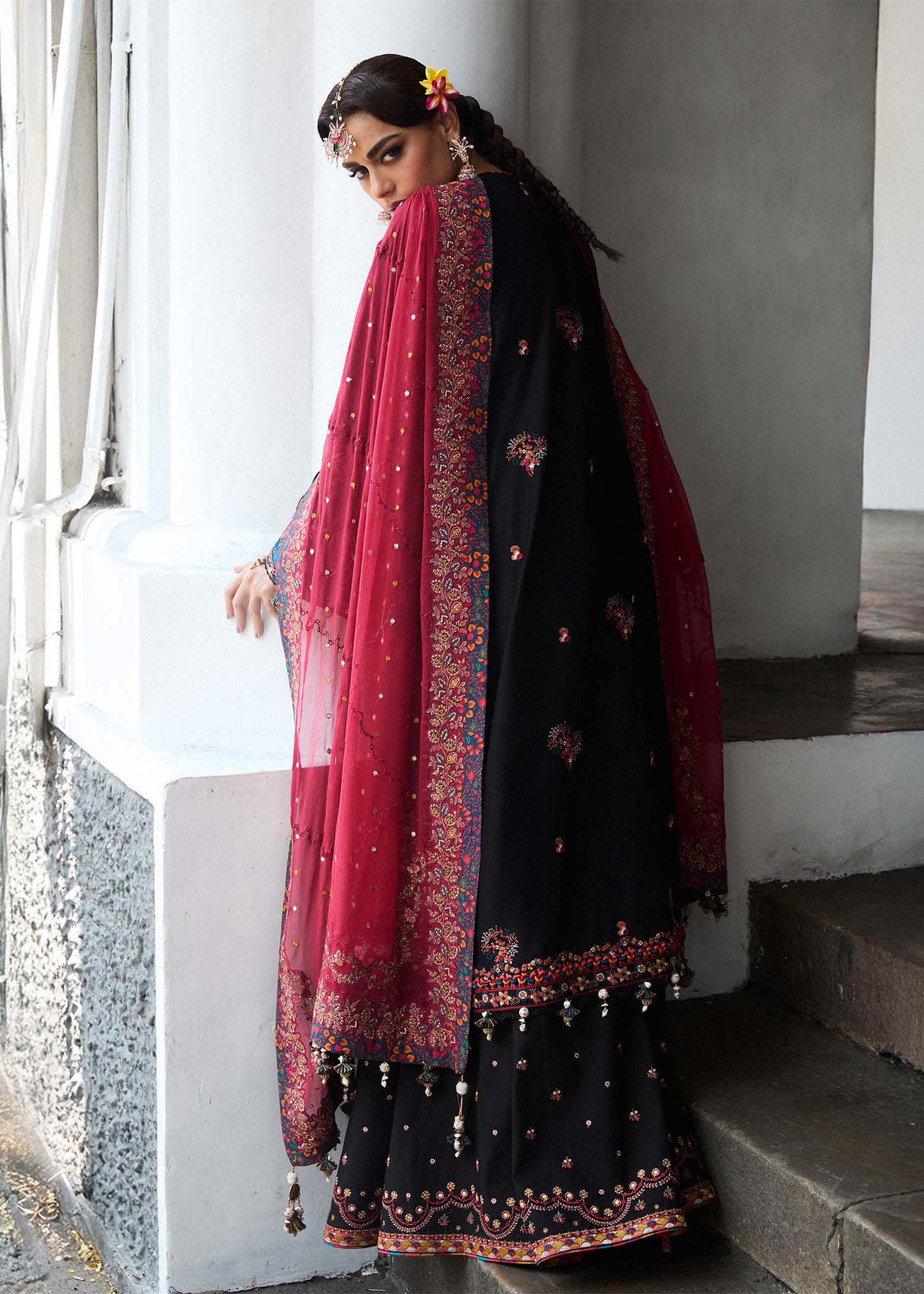 Bliz- Black Luxury Lawn Suit By- Hussain Rehar