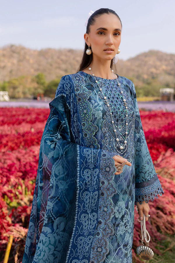 Bloom-03- Deep Green Embroidered Printed Lawn Suit By- Nureh