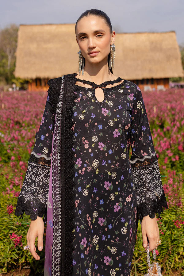 Bloom-04- Black Embroidered Printed Lawn Suit By- Nureh