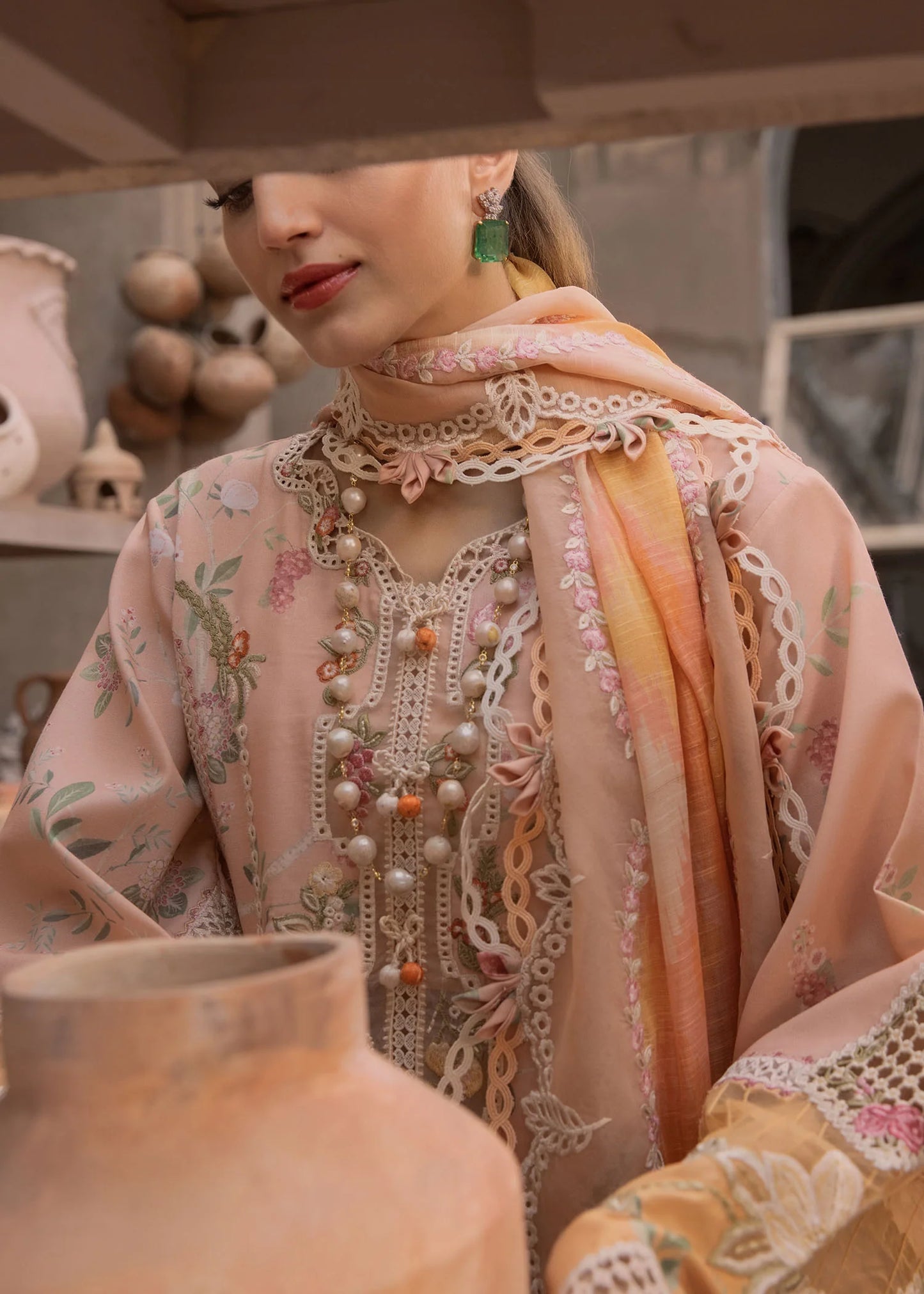 Bonjour and Bloom-D4B-Luxury Citrus Rose Pakistani Formal Wear with Embroidery by Crimson