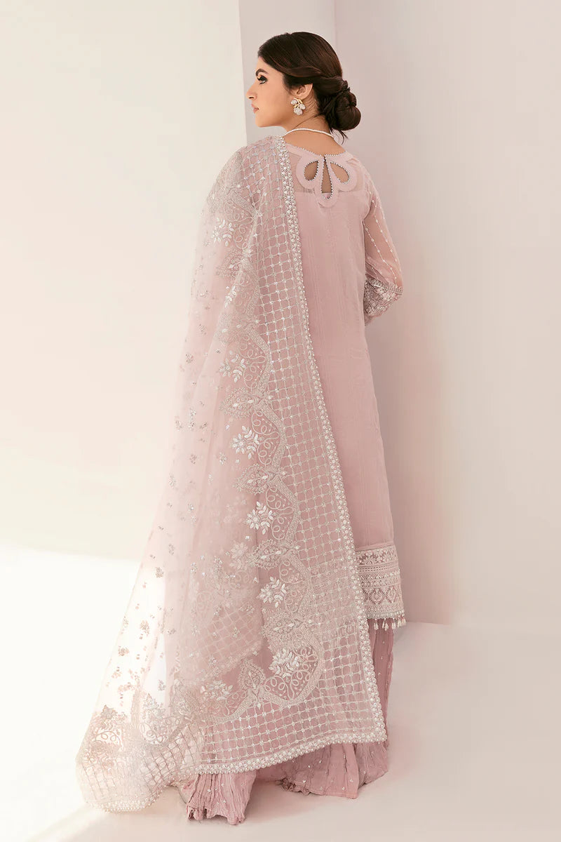 CH11-05 Baroque Chantelle Pink Salt Stitched Embroidered Chiffon Suit with Organza Dupatta – Shop Online at Pakistanimoda