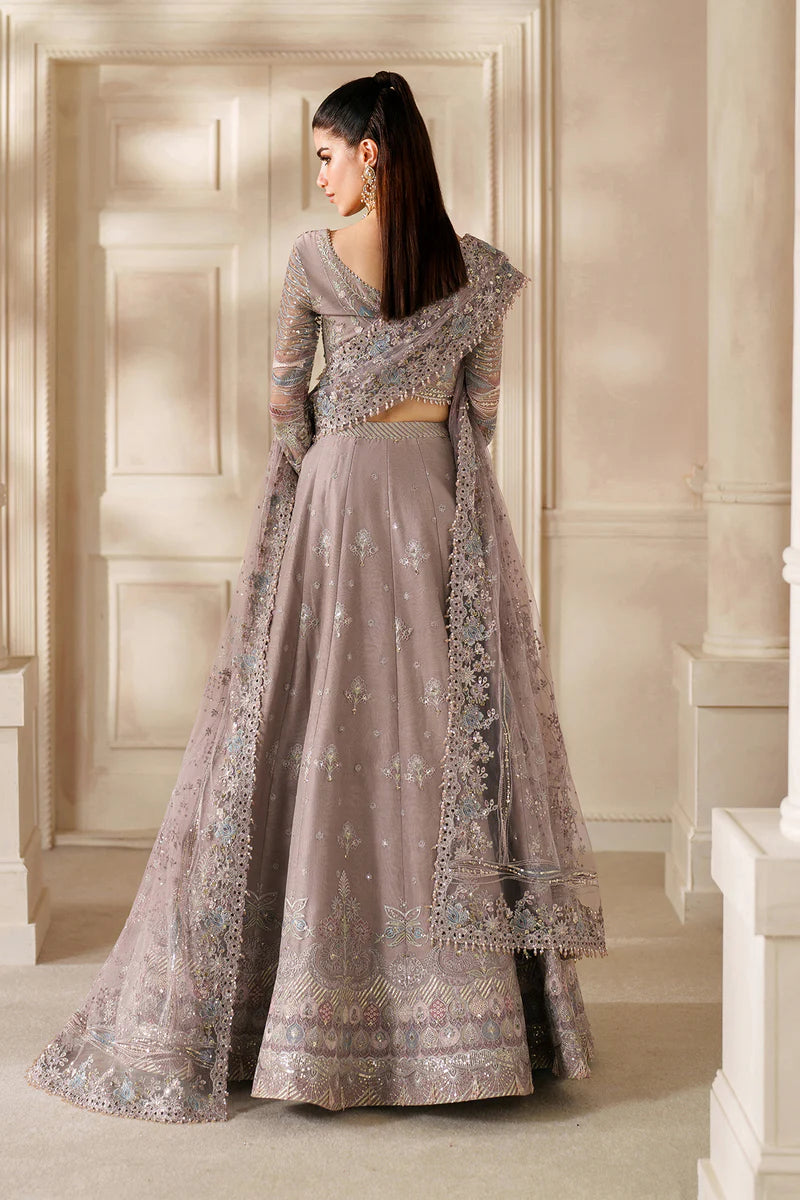 Baroque CH14-04 Mauve Net Lehenga and Maxi outfit hand-embellished with Swarovski & pearl detailing | Pakistanimoda