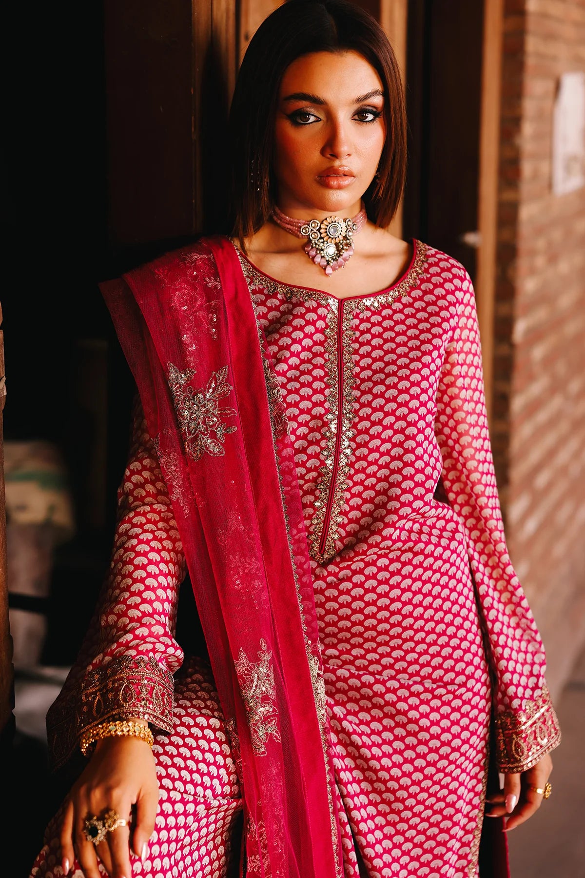 Charizma CMA-5-115A Fumes black chiffon embroidered 3PC suit