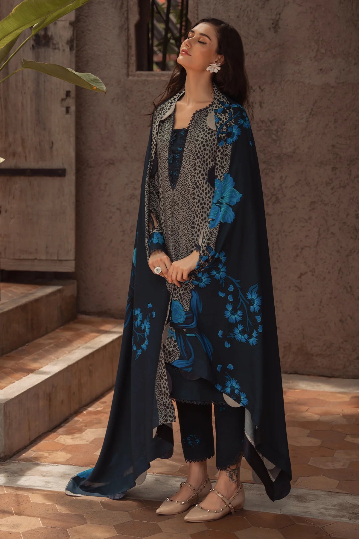 Buy CPW5-02 Charizma Navy Blue Printed Linen Stitched Outfit Online Pakistanimoda