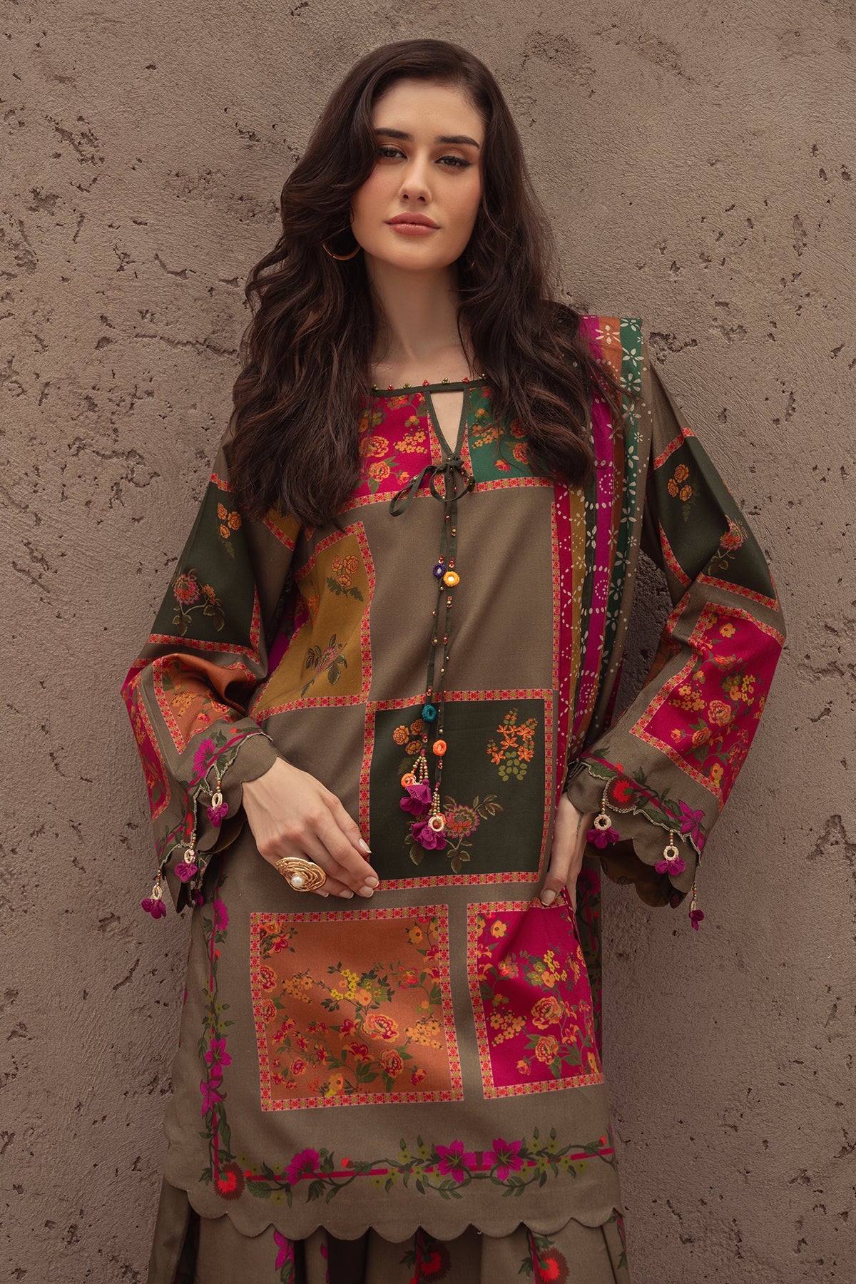 CPW5-03 Charizma Brown Printed Linen Stitched 3PC Suit Winter 2025 at Pakistanimoda.com