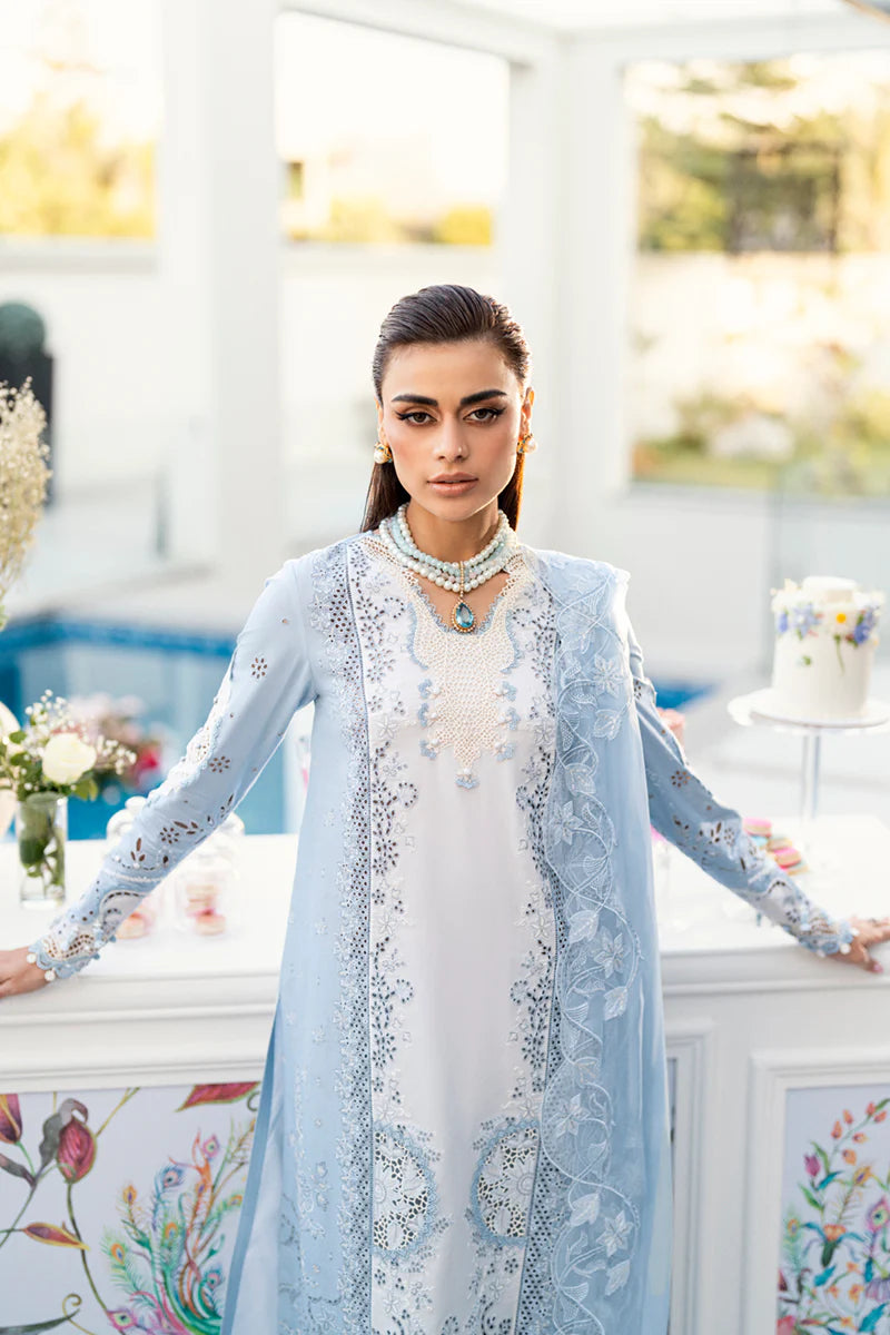 CS-01 Tasha- Chikankari Sky Blue Eid Ensemble By- Qalamkar