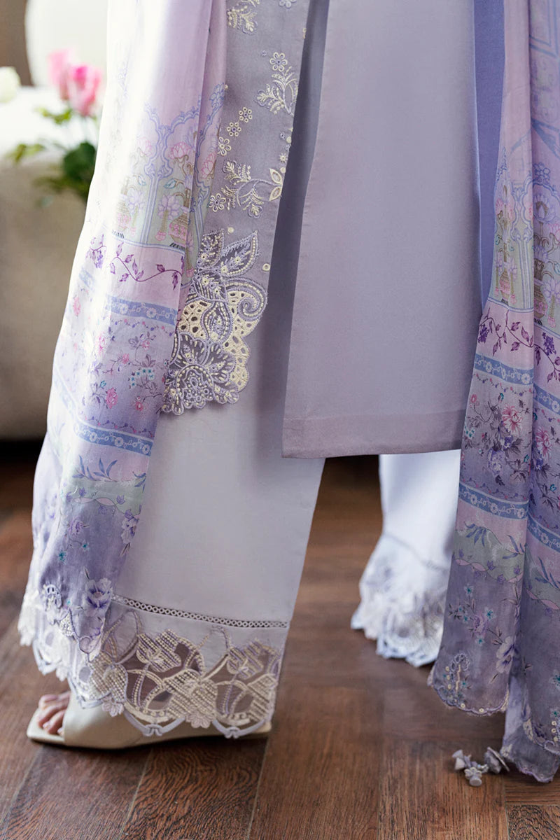 CS-03 ALAILA- Chikankari Lilac Eid Ensemble By- Qalamkar