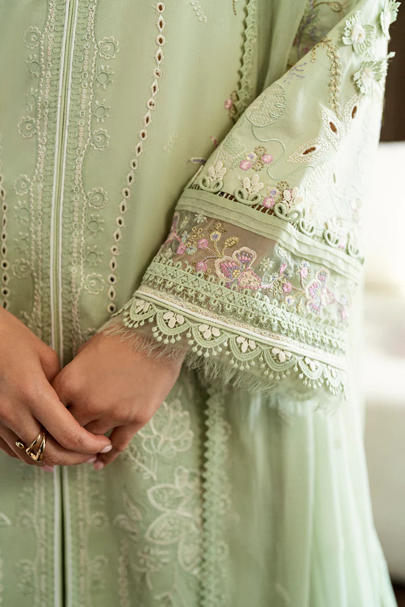 CS-04 ERZA- Chikankari Sage Green Eid Ensemble By- Qalamkar