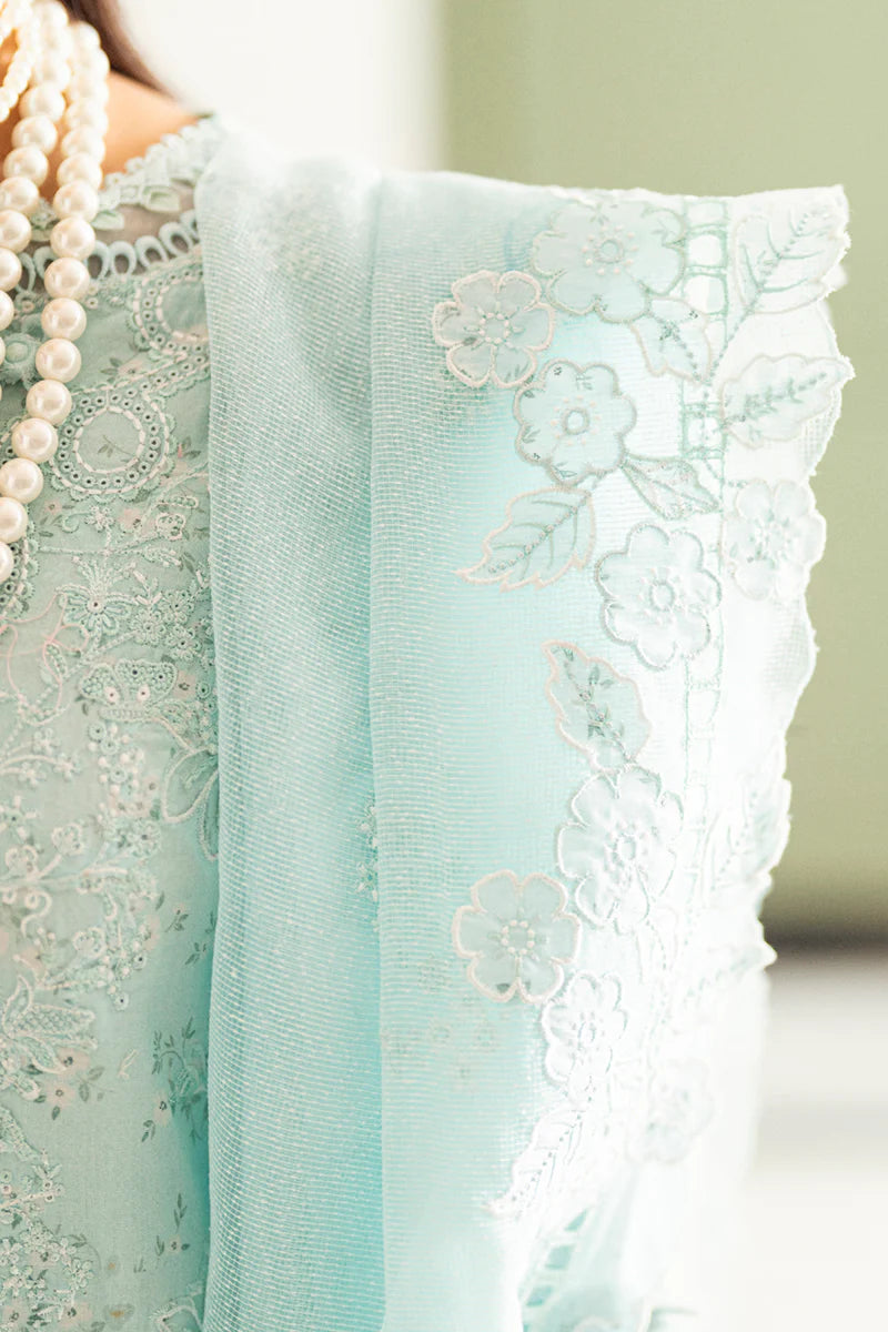 CS-06 NEESHA- Chikankari Ice Blue Eid Ensemble By- Qalamkar