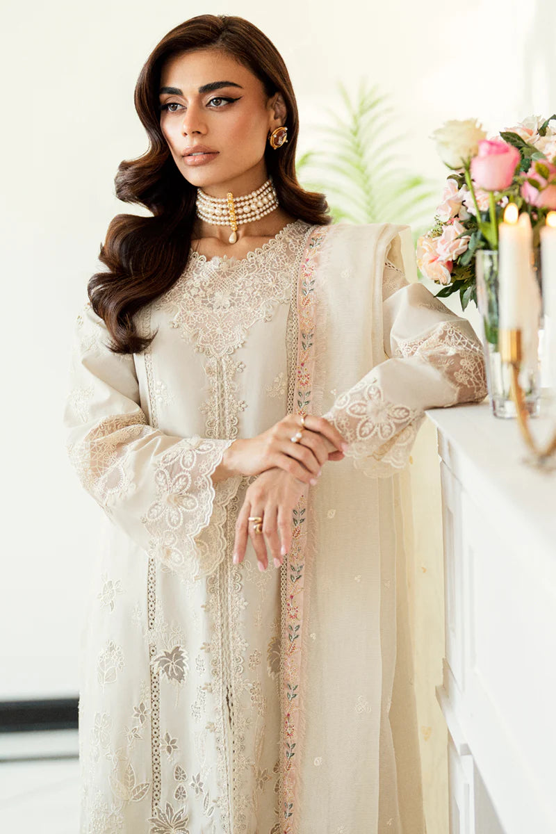 CS-08 ERSA- Chikankari Off-White Eid Ensemble By- Qalamkar