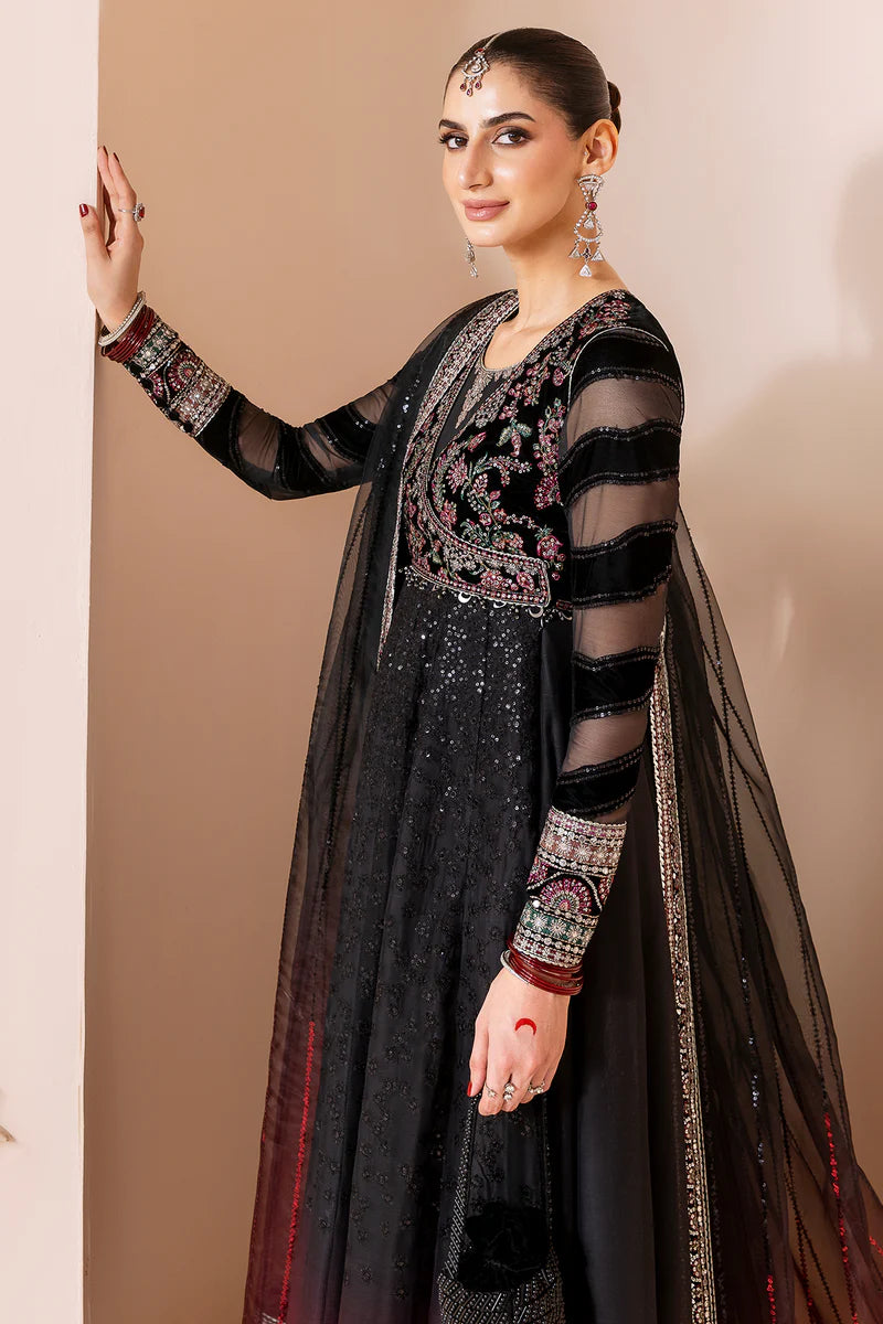 CVF-D-10 Jazmin Black Velvet Embroidered Anarkali Formal Stitched Dress with Organza Dupatta – Shop at Pakistanimoda.com