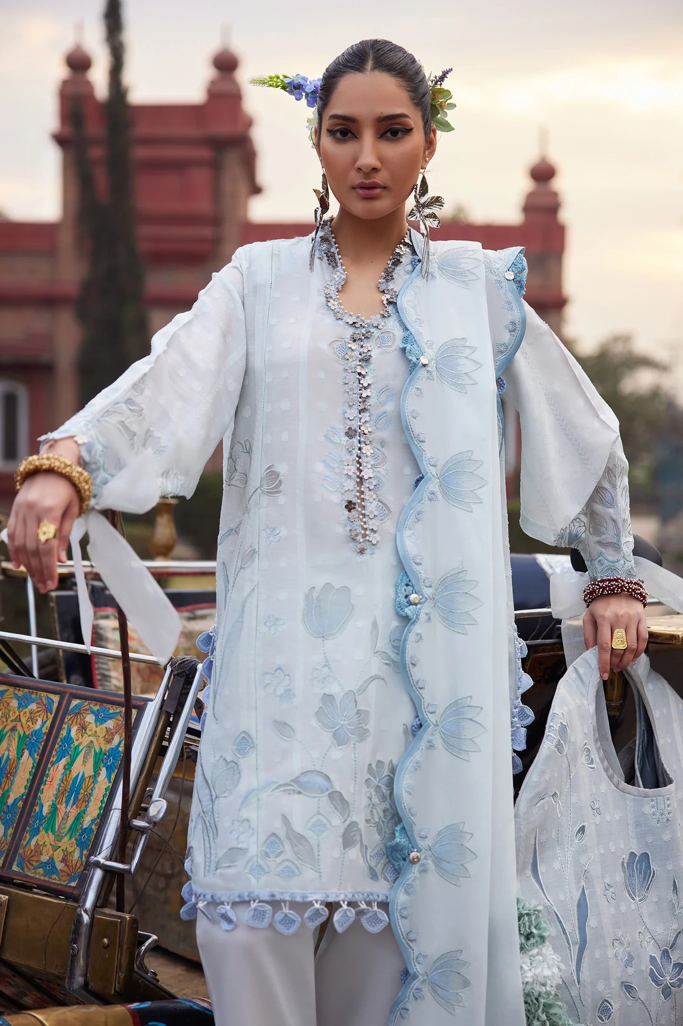 Celestine 05-B- A Serenade of Powder Blue Lawn Ensemble By-Elan