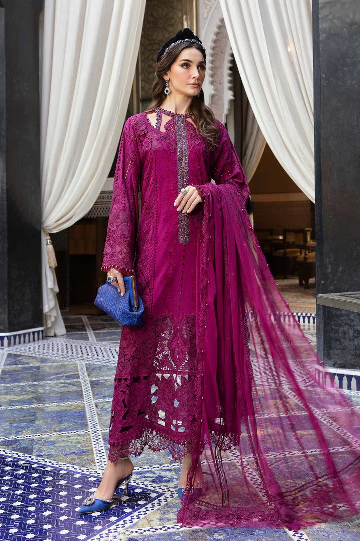 D-2502-B- Embroidered Dobby Lawn Suit By- Maria B