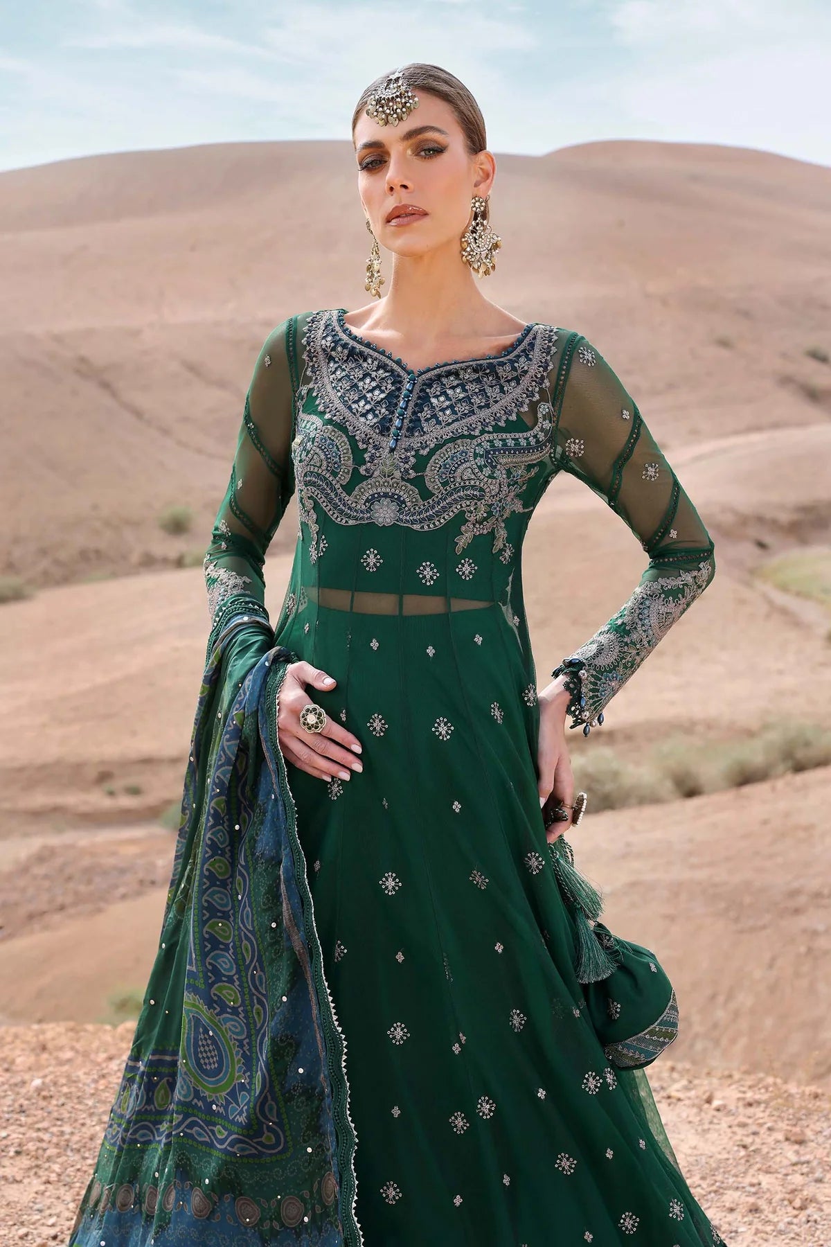 D-2507-A Embroidered Net Suit By- Maria B