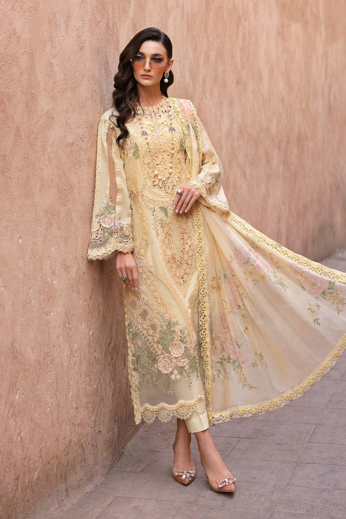 D-2509-A Embroidered Organza Suit By- Maria B