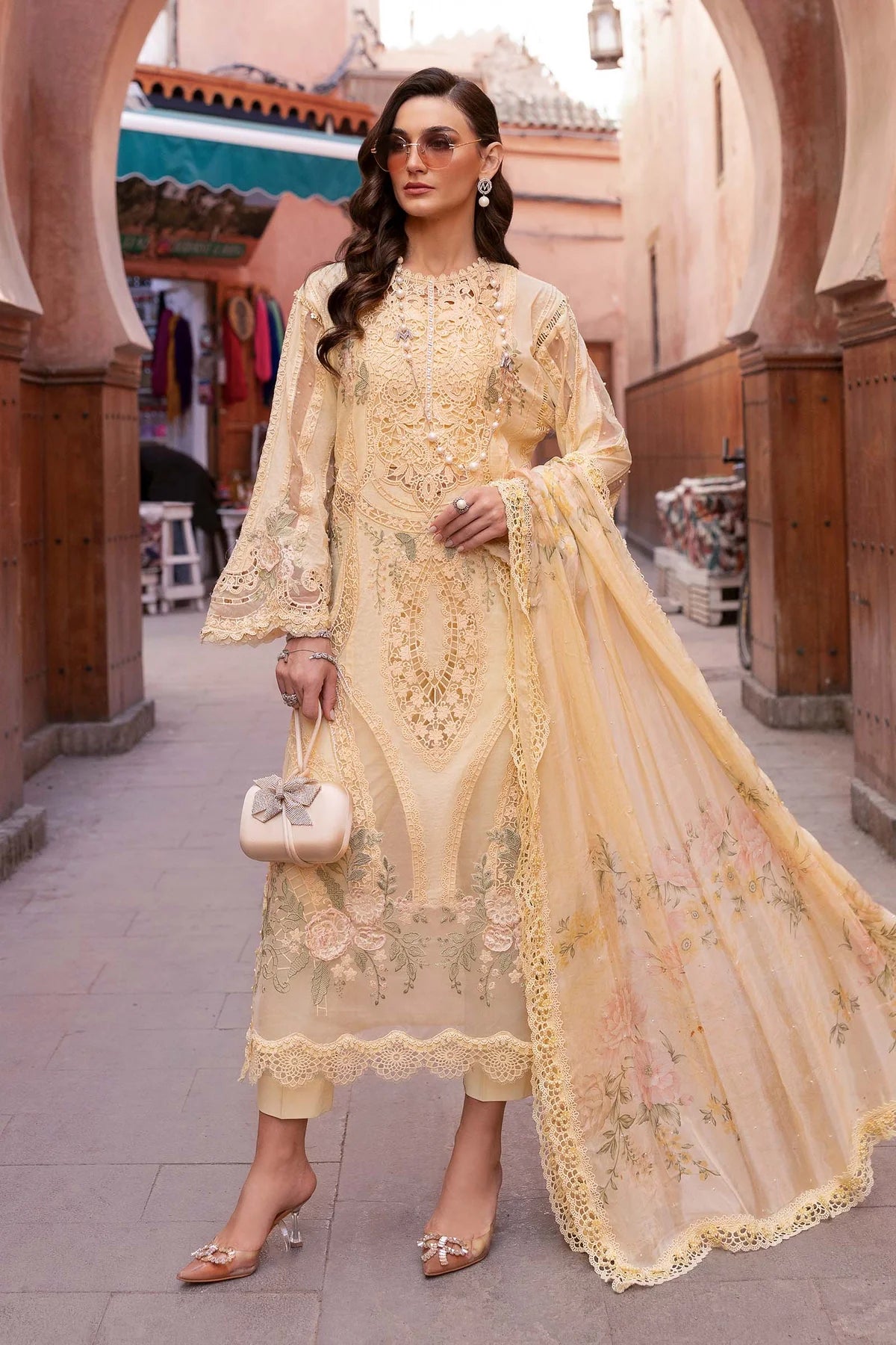 D-2509-A Embroidered Organza Suit By- Maria B