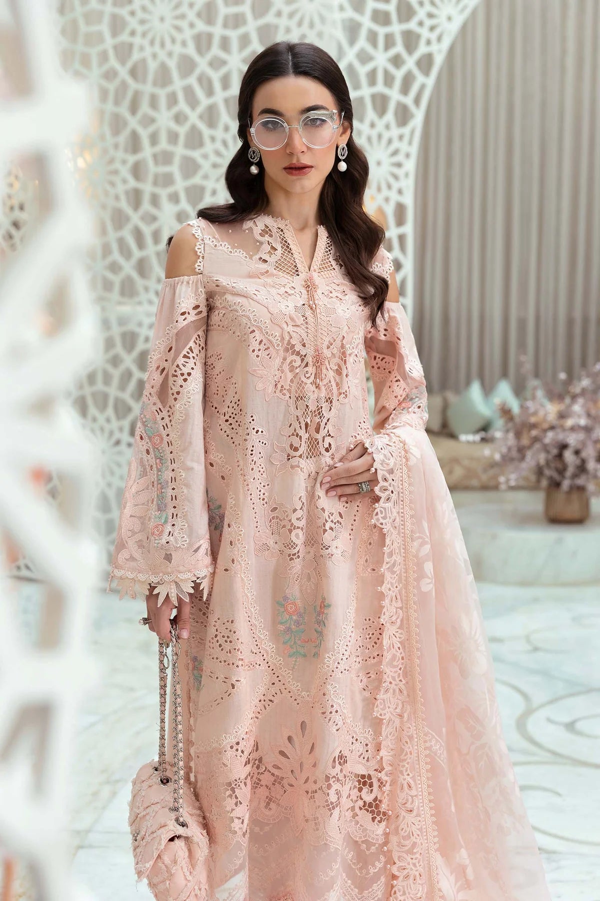 D-2513-A- Embroidered Dobby Lawn Suit By- Maria B