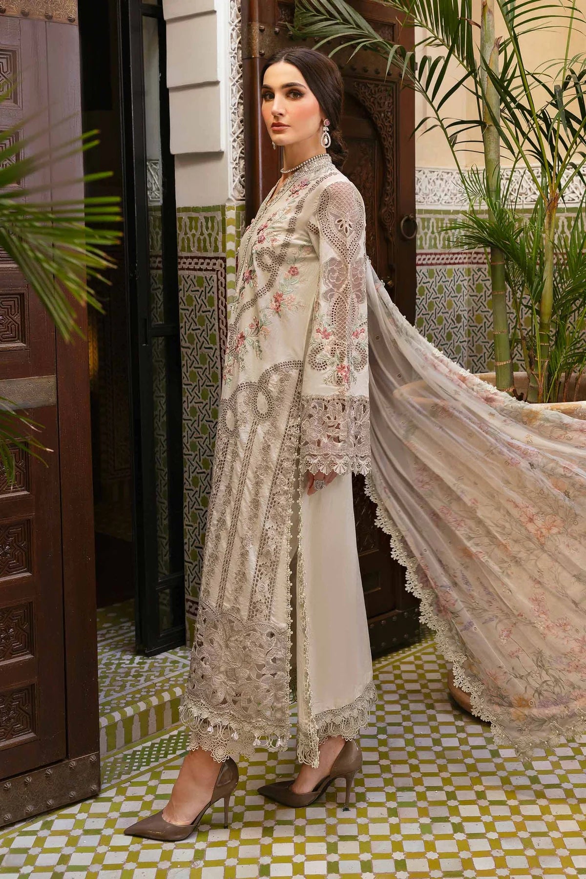 D-2514-B- Embroidered Lawn Suit By- Maria B