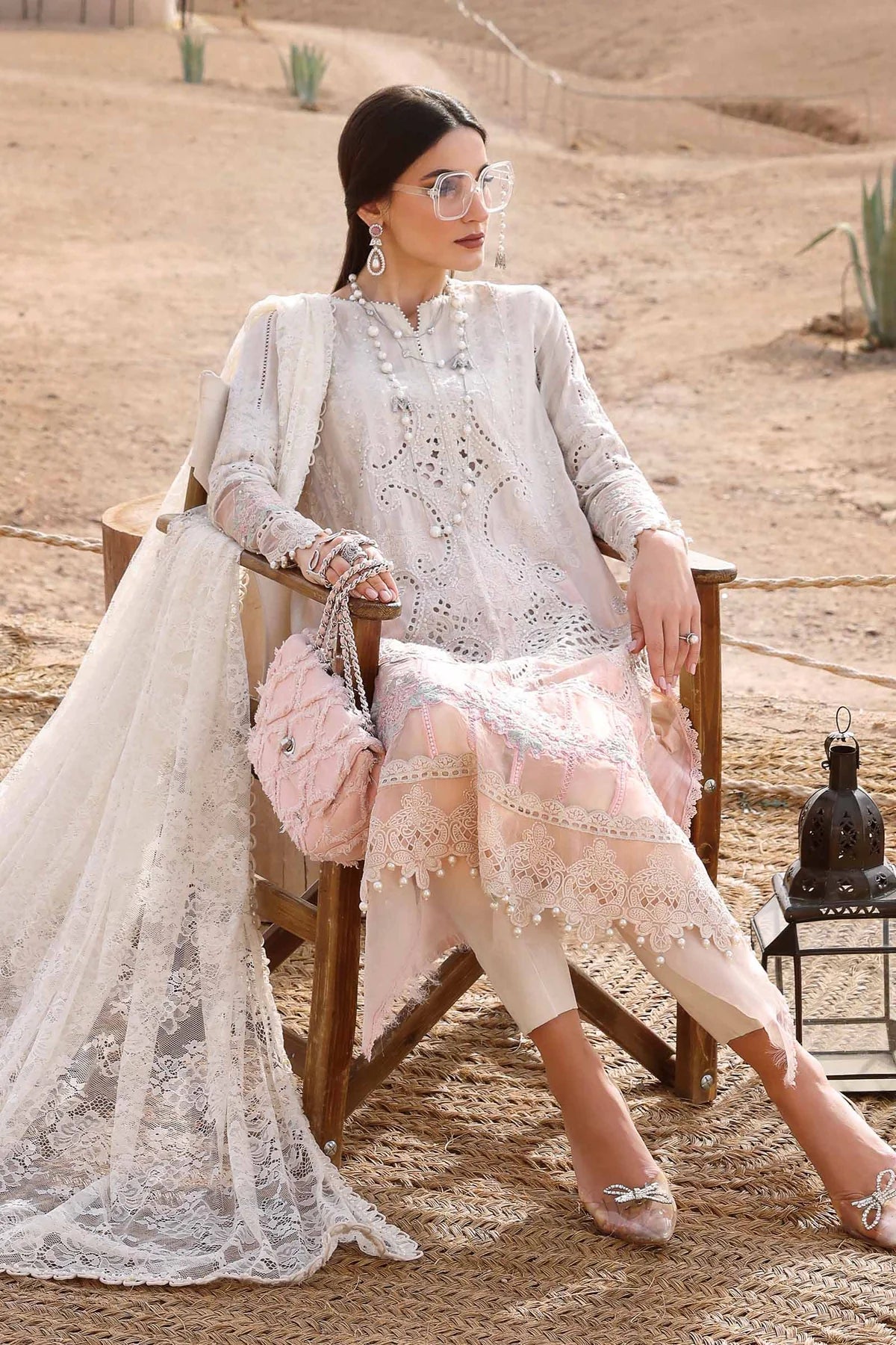 D-2515-A- Embroidered Dobby Lawn Suit By- Maria B