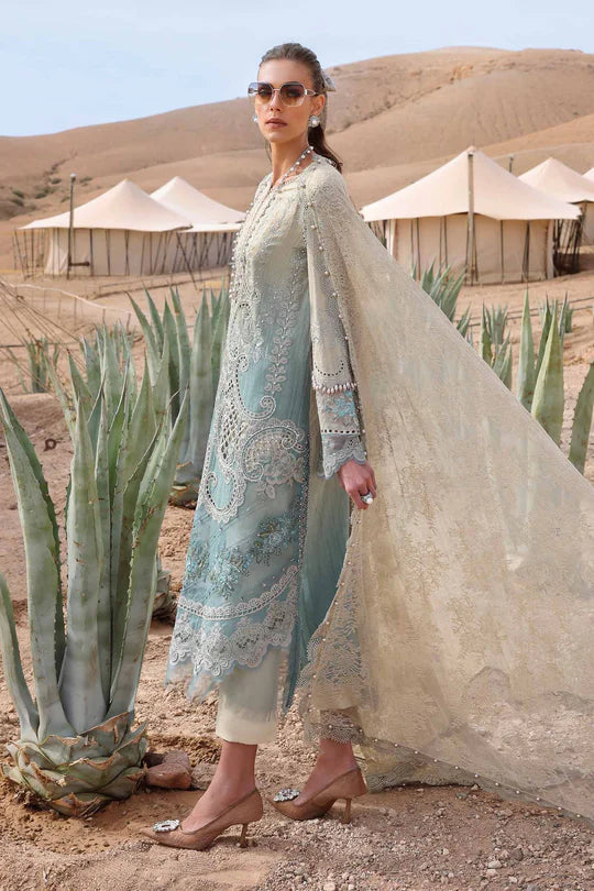 D-2515-B- Embroidered Dobby Lawn Suit By- Maria B