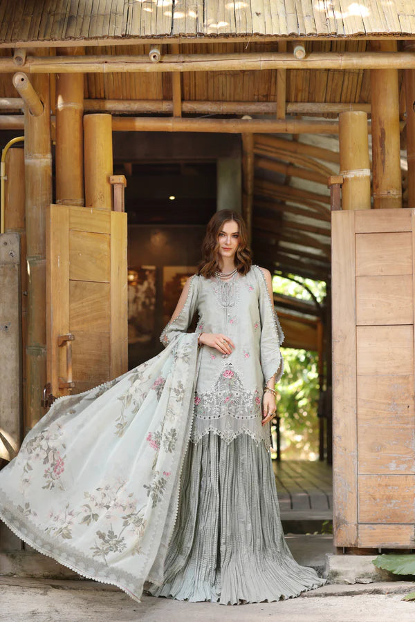 D2-A-Basil Green Noor Eid Luxe Printedkari Outfit By- Saadia Asad