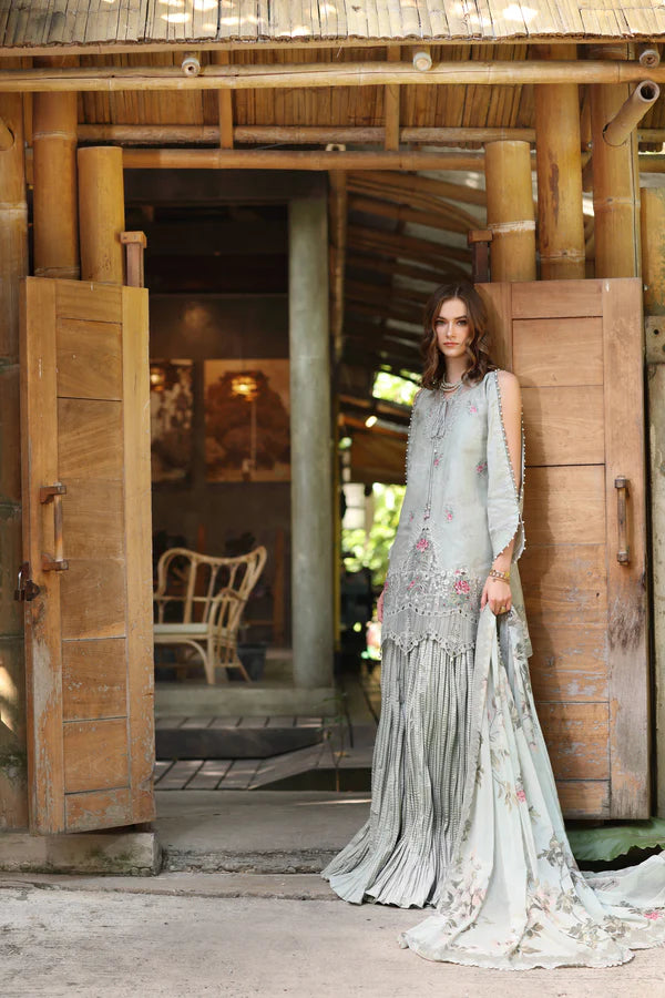 D2-A-Basil Green Noor Eid Luxe Printedkari Outfit By- Saadia Asad