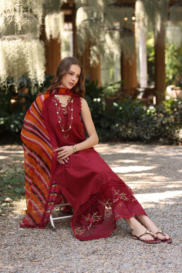 D3-B- Maroon Noor Eid Luxe Printedkari Outfit By- Saadia Asad