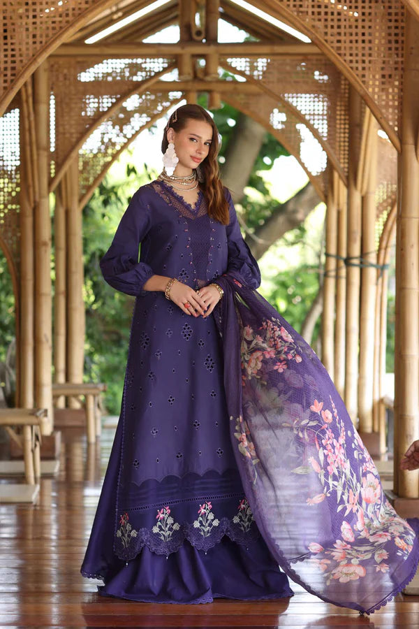 D7-B- Navy Blue Noor Eid Luxe Printedkari Outfit By- Saadia Asad