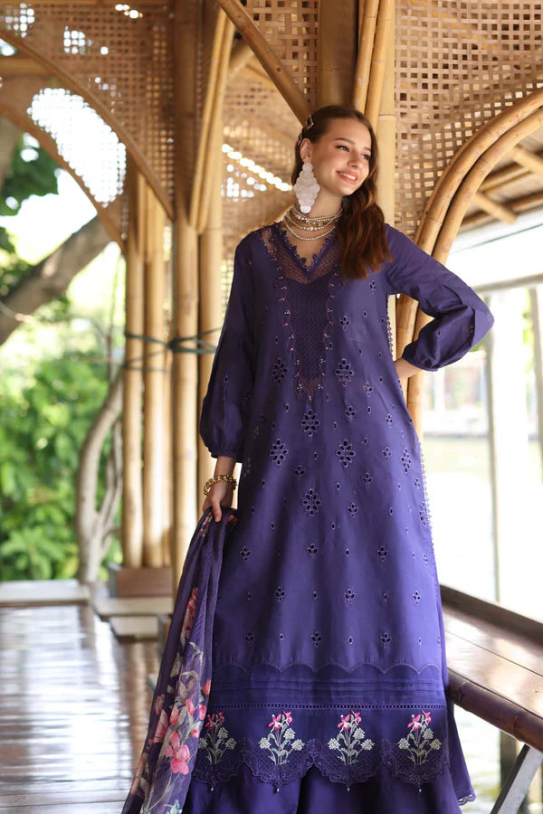 D7-B- Navy Blue Noor Eid Luxe Printedkari Outfit By- Saadia Asad