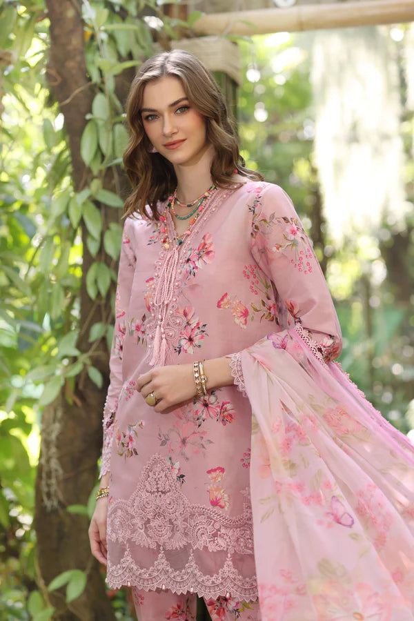 D8-A- Pink Noor Eid Luxe Printedkari Outfit By- Saadia Asad