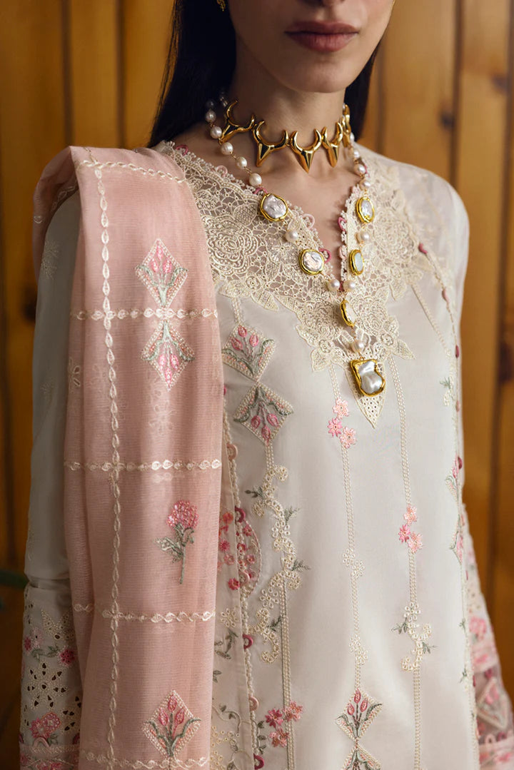 DC-07 Tyrah- Beige Qlinekari Lawn Suit '25 By- Qalamkar