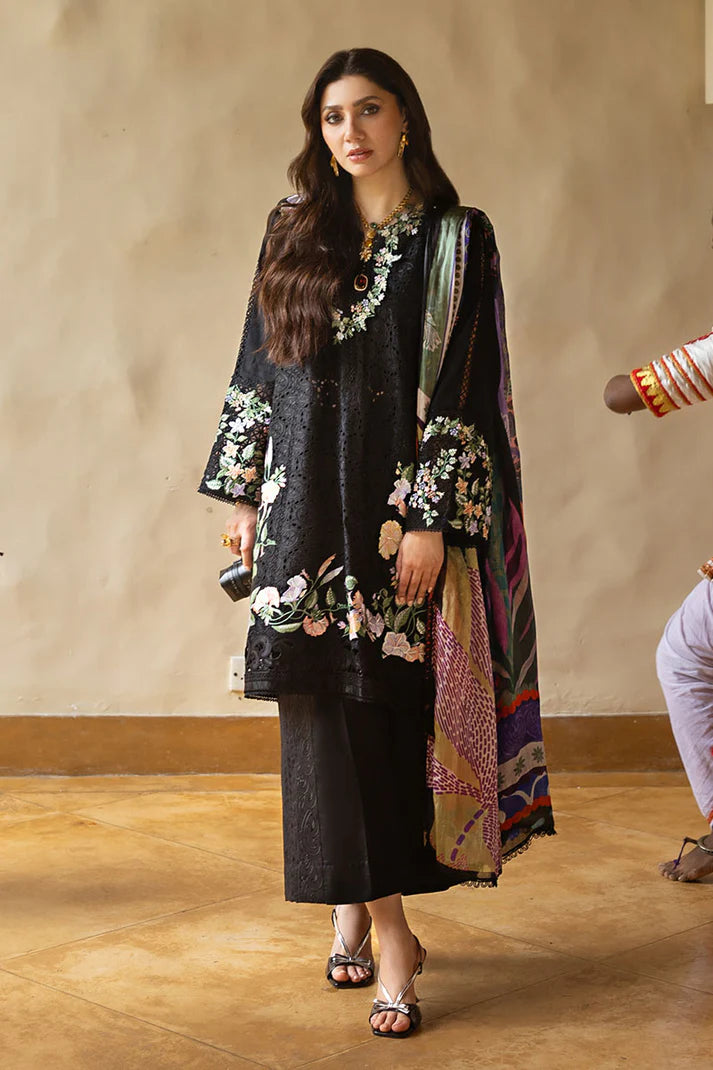 Dazzling Glimmer- Black Manaram Luxury lawn Outfit By- Mushq