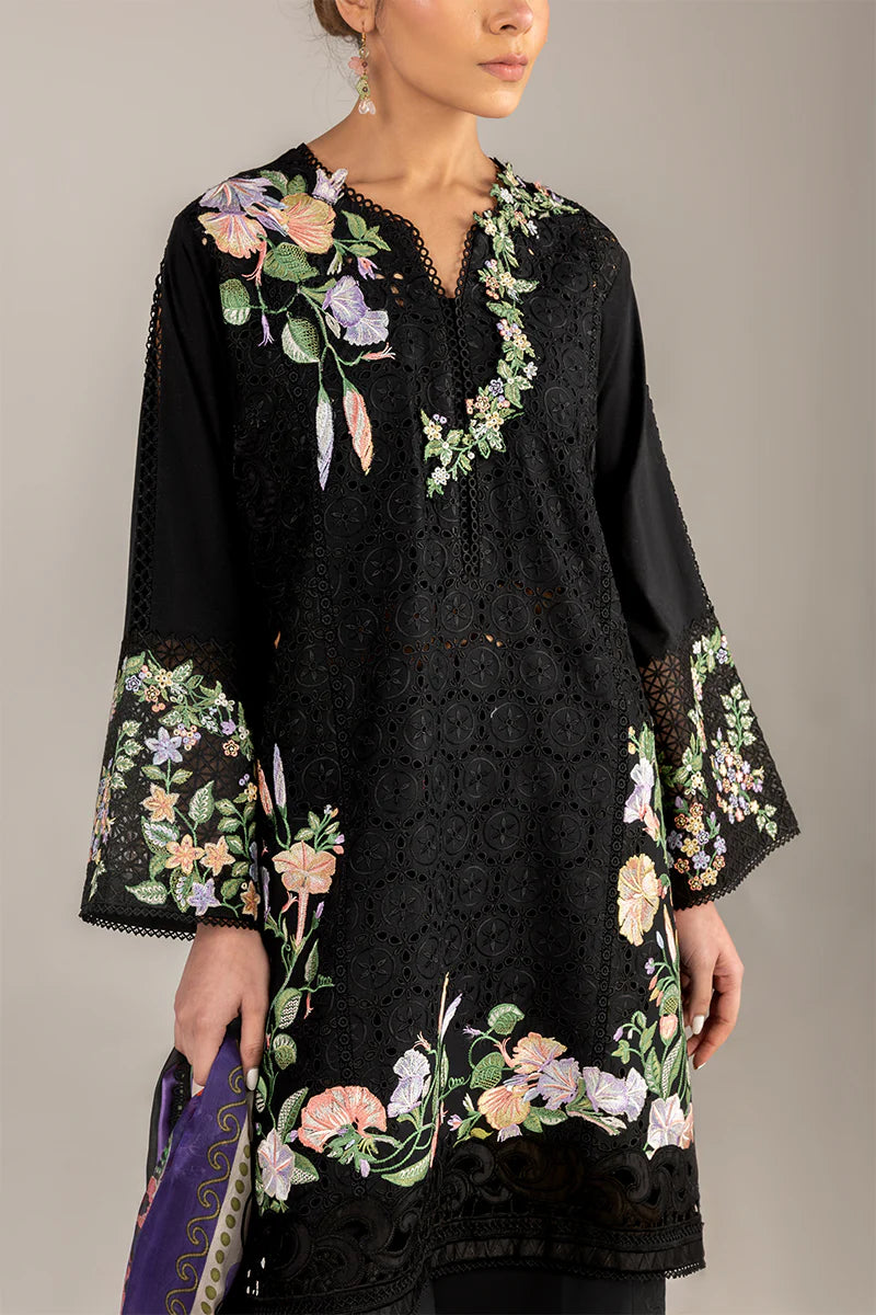 Dazzling Glimmer- Black Manaram Luxury lawn Outfit By- Mushq