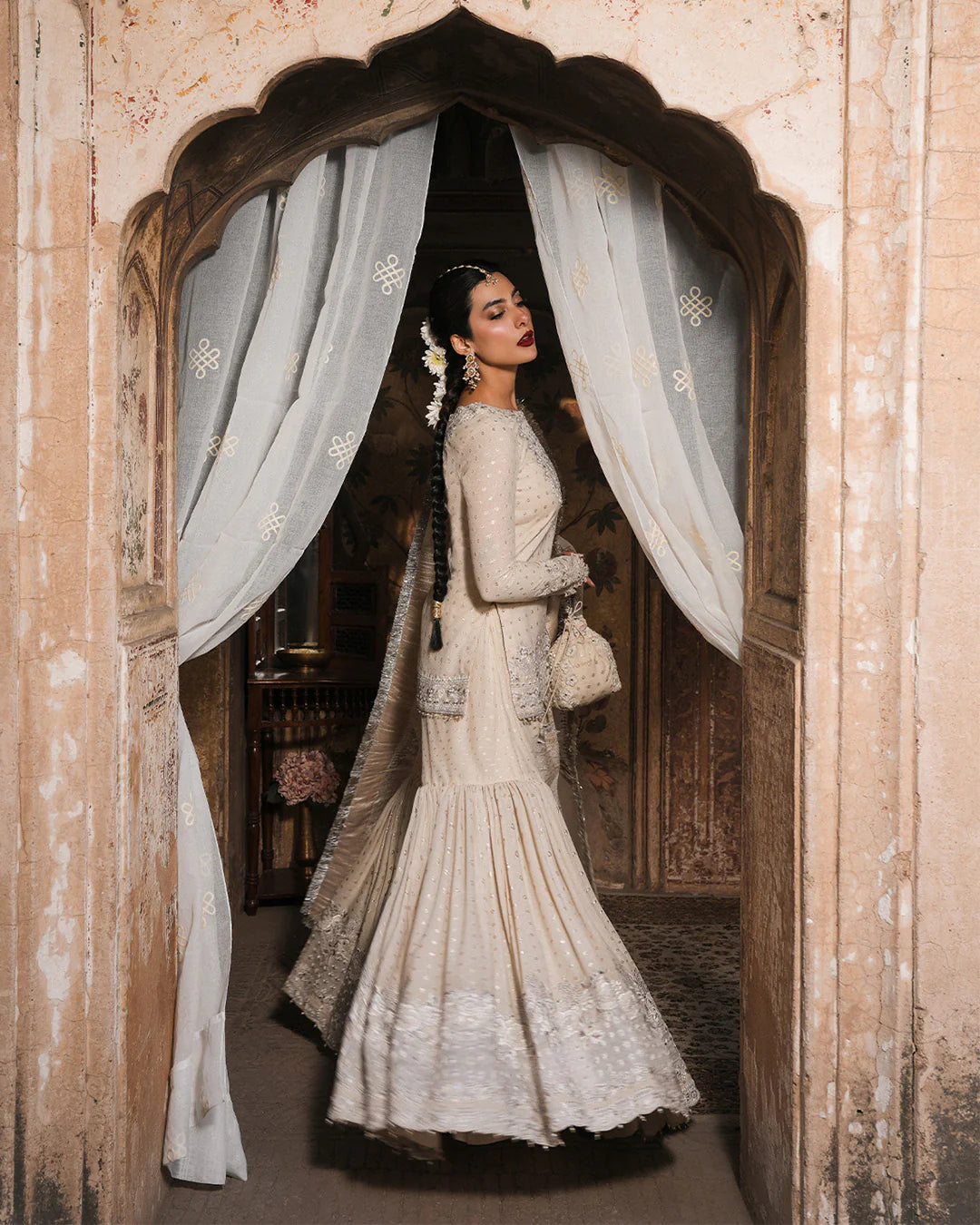 Devina- Off-White Embroidered Karandi Gharara Set