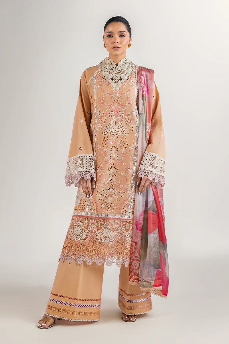 Dreamlike Vibe- Peach Manaram Luxury lawn Outfit By- Mushq
