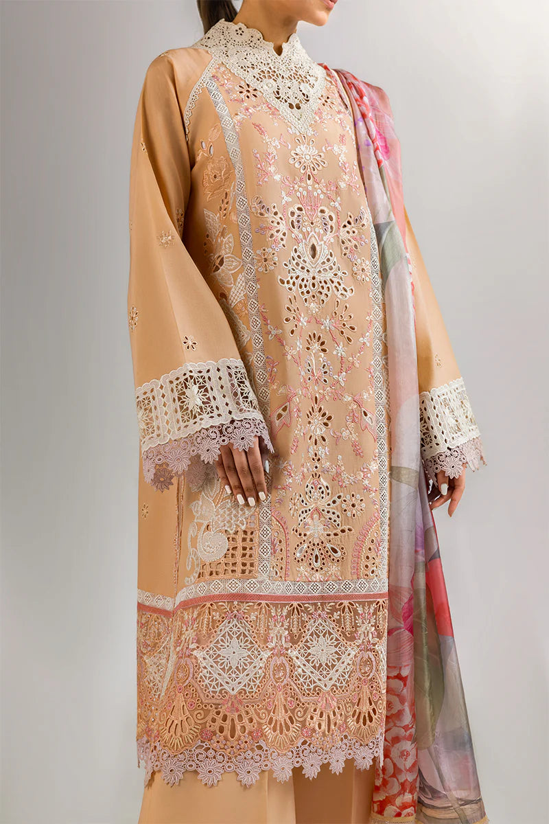 Dreamlike Vibe- Peach Manaram Luxury lawn Outfit By- Mushq